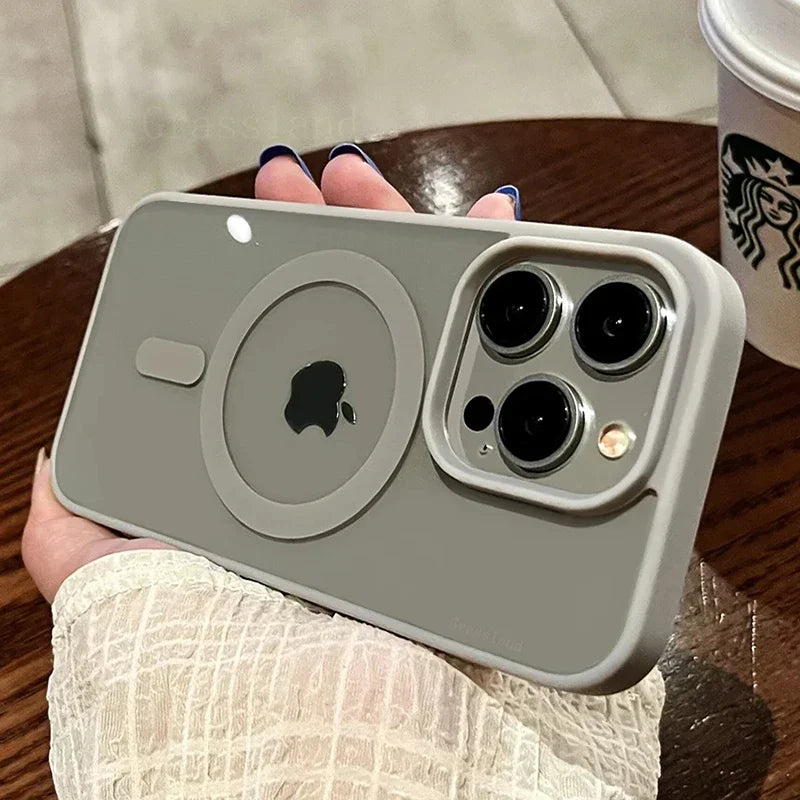 Funda de móvil transparente a prueba de golpes con soporte para carga inalámbrica y Magsafe