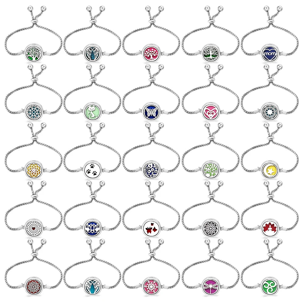 Brazalete difusor de aromaterapia, acero inoxidable ajustable.