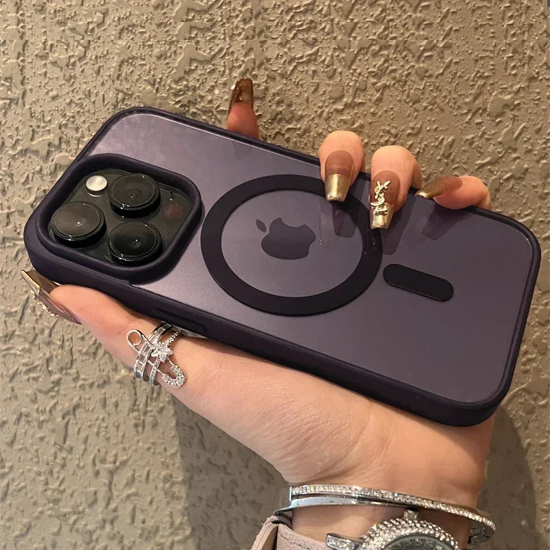 Funda de móvil transparente a prueba de golpes con soporte para carga inalámbrica y Magsafe