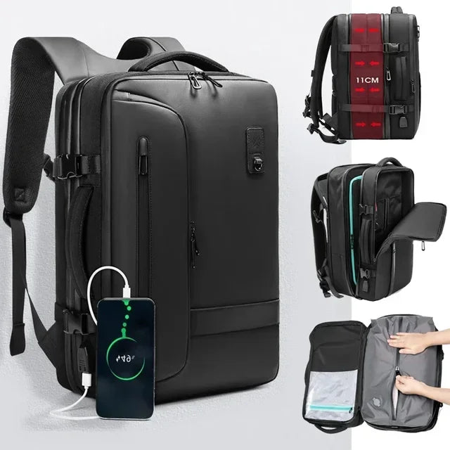 Travel Backpack - Airline Approved Carry-On Luggage Bag, Vacuum Compression, Waterproof, for Laptop, Business and School.