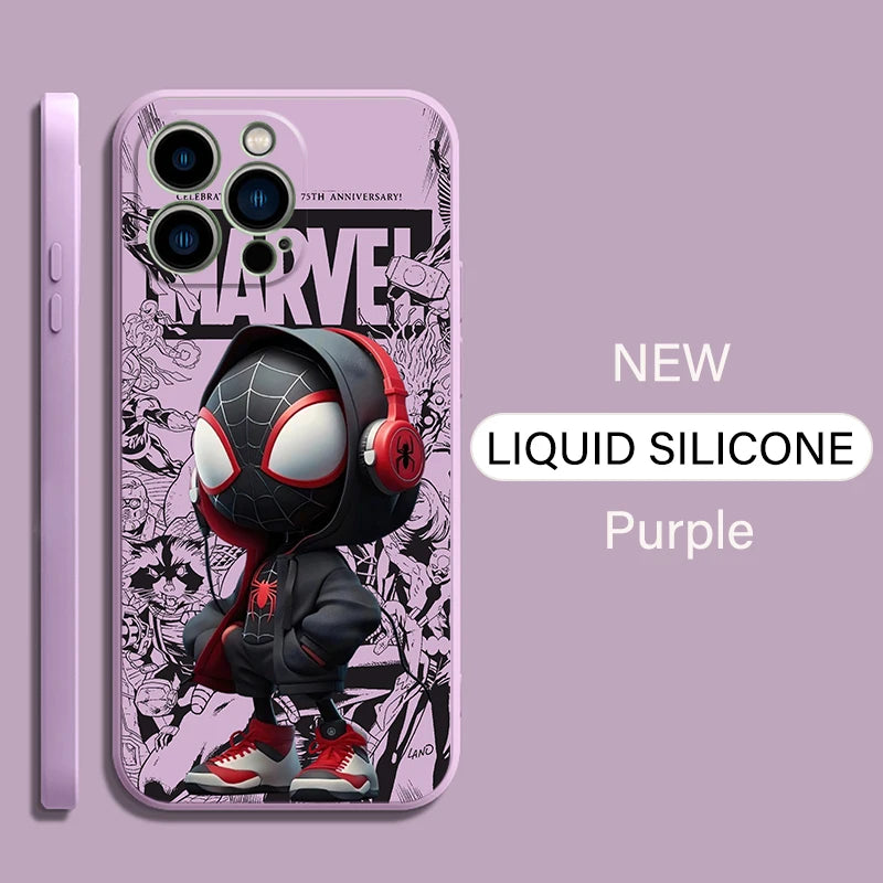 Funda de teléfono Marvel Spiderman Comics para iPhone 15 14 13 12 11 , de silicona líquida suave.