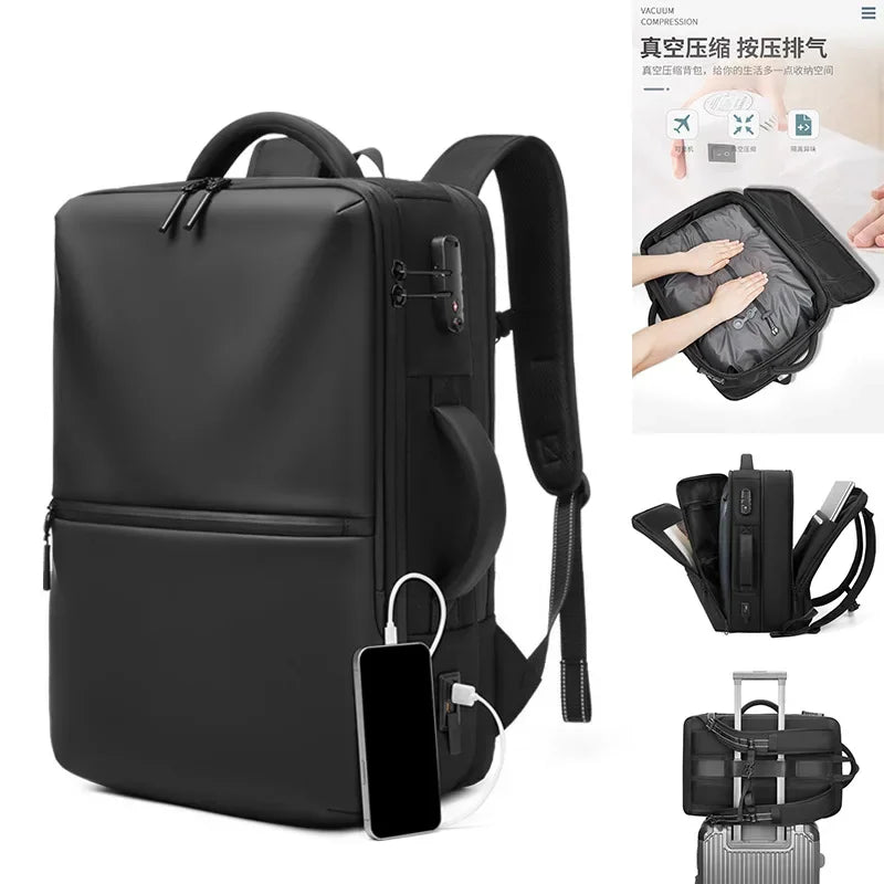 Travel Backpack - Airline Approved Carry-On Luggage Bag, Vacuum Compression, Waterproof, for Laptop, Business and School.