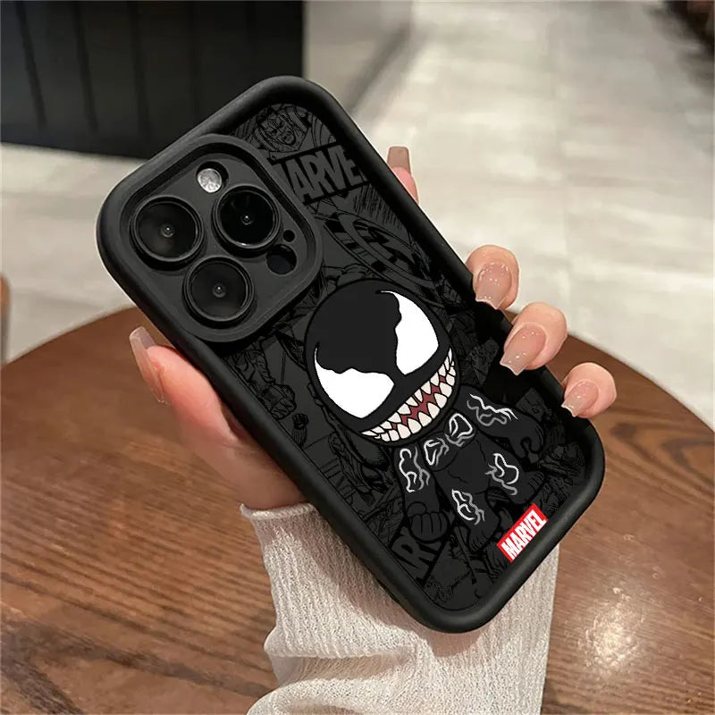 Funda de teléfono Marvel Cartoon Venom Deadpool Groot para iPhone 16, 15, 14, 13, 12 11 X .