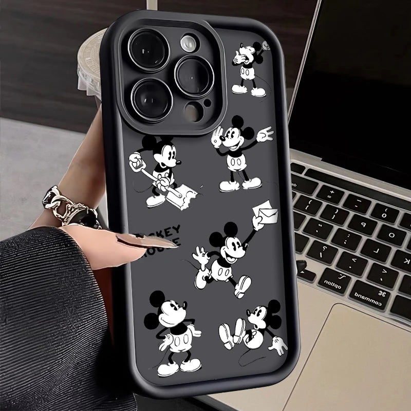 Funda de silicona suave Disney Mickey Mouse Sketch para iPhone 15 14 13 12 11 X XS XR , mate y antichoque.