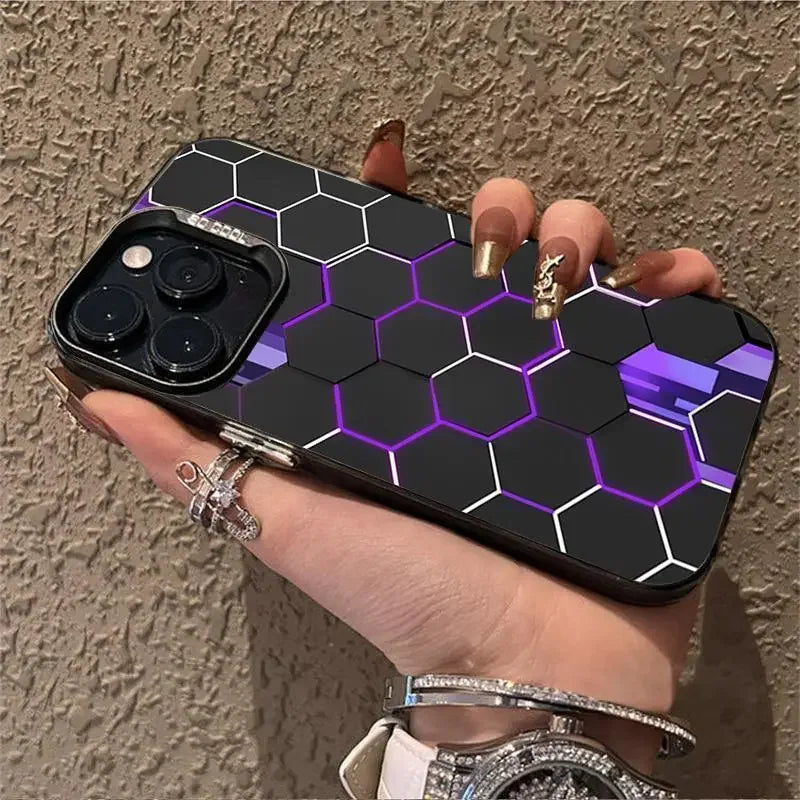 Funda de lujo estilo cubo panal Cyberpunk para iPhone 16 15 14 13 12 11 Xr Xs Max 8 7 Plus , suave, antichoque, estilo Y2K INS.