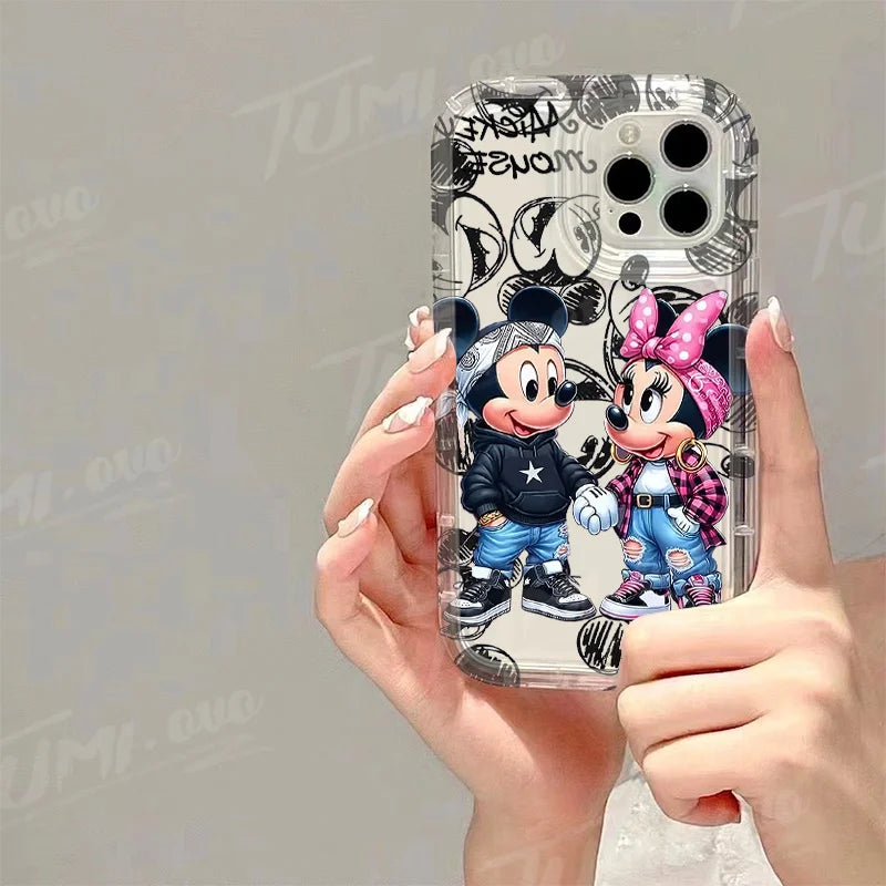 Funda completa antichoque Disney Mickey Minnie Mouse, transparente de TPU para iPhone 16 15 14 13 12 11 XS X XR 8 7.