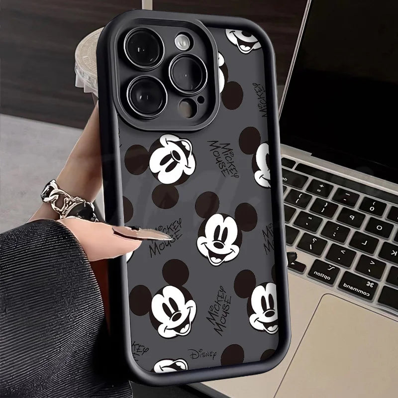 Funda de silicona suave Disney Mickey Mouse Sketch para iPhone 15 14 13 12 11 X XS XR , mate y antichoque.