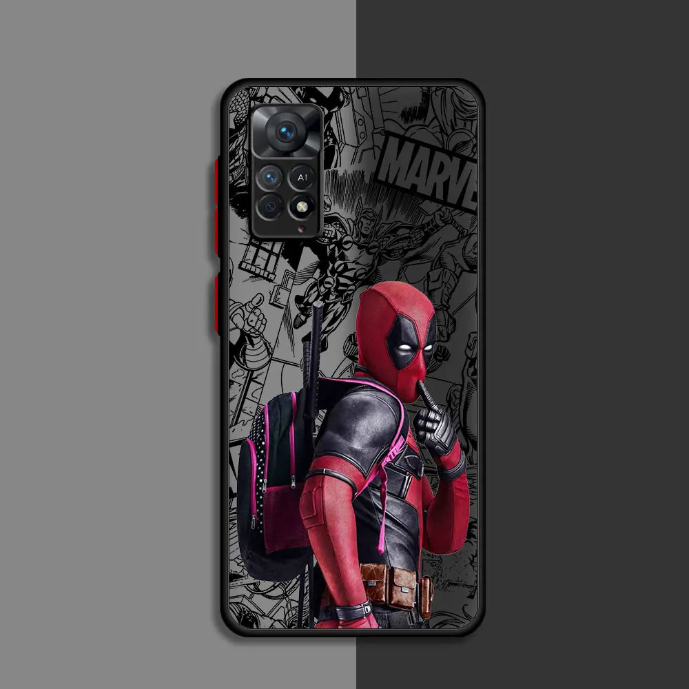 Funda para teléfono Xiaomi Redmi Note  11S 12S 10S 11 Pro 10 Pro 11T 12 13 Pro, mate Marvel Deadpool, clara y dura PC.