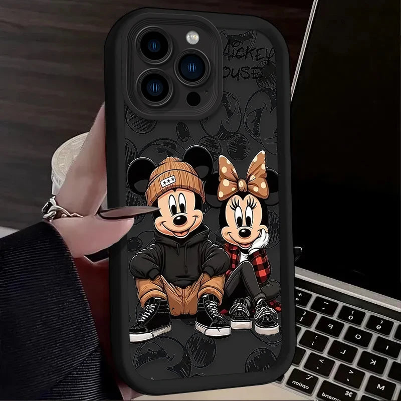 Funda de teléfono de moda Disney Mickey Minnie para iPhone 16 Pro Max 15 14 13 12 11 ProMax X XS XR SE 2020 7 8 Plus, de silicona suave.