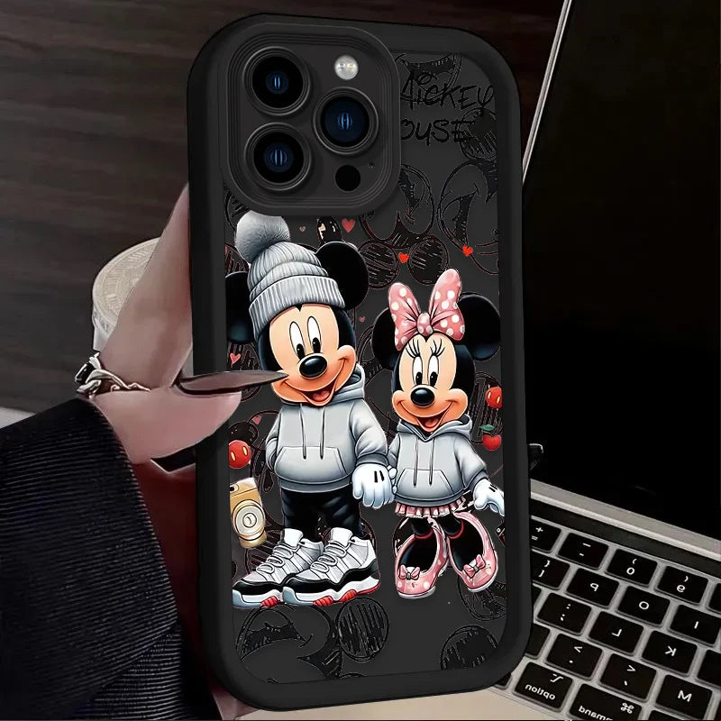 Funda de teléfono de moda Disney Mickey Minnie para iPhone 16 Pro Max 15 14 13 12 11 ProMax X XS XR SE 2020 7 8 Plus, de silicona suave.