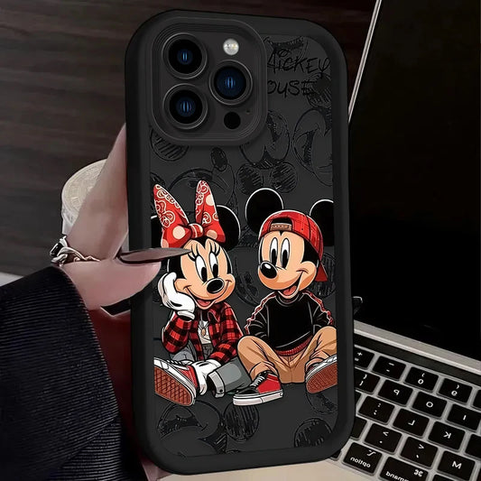 Funda de teléfono de moda Disney Mickey Minnie para iPhone 16 Pro Max 15 14 13 12 11 ProMax X XS XR SE 2020 7 8 Plus, de silicona suave.