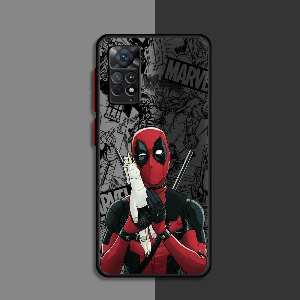 Funda para teléfono Xiaomi Redmi Note  11S 12S 10S 11 Pro 10 Pro 11T 12 13 Pro, mate Marvel Deadpool, clara y dura PC.