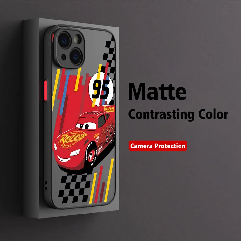 L-Lightning M-McQueen Phone Case For Cars iPhone 16 15 14 13 12 11 Mini Pro Max X XR XSMax 7 8 Plus Matte Transparent Back Cover