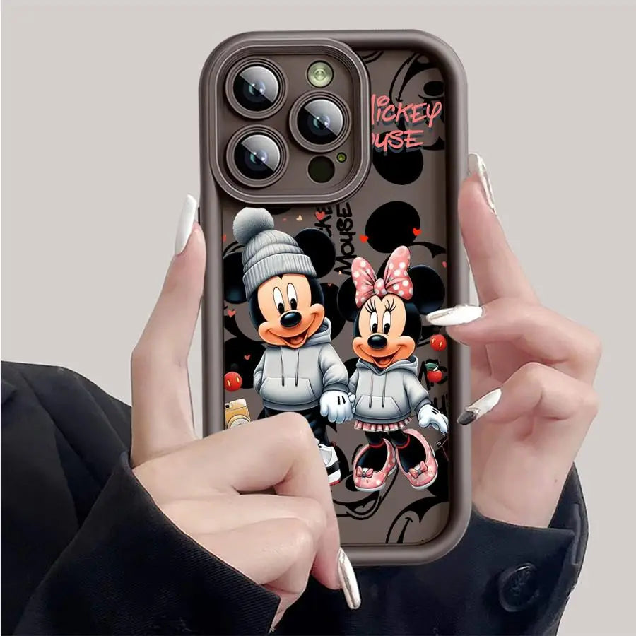 Funda de teléfono Disney Mickey Minnie Mouse Cool para iPhone 16 15 14 13 12 11 8 7 XR XS Max, suave.