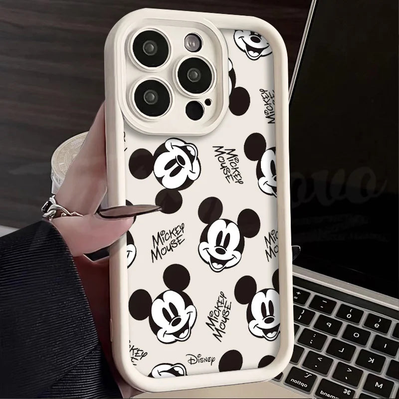 Funda de silicona suave Disney Mickey Mouse Sketch para iPhone 15 14 13 12 11 X XS XR , mate y antichoque.