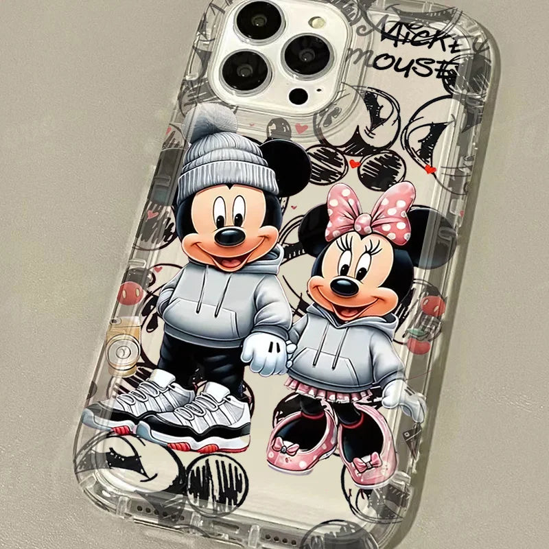 Funda completa antichoque Disney Mickey Minnie Mouse, transparente de TPU para iPhone 16 15 14 13 12 11 XS X XR 8 7.