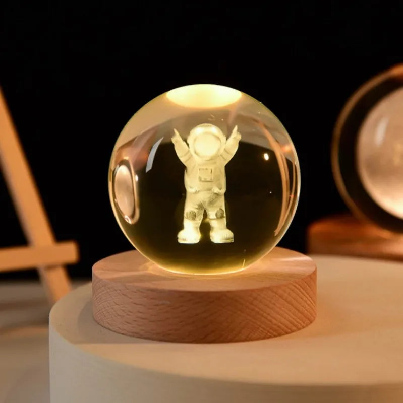 Bola de cristal USB con diseño del sistema solar o luna. Ideal para dormitorios y como regalo para niños. 🎁✨