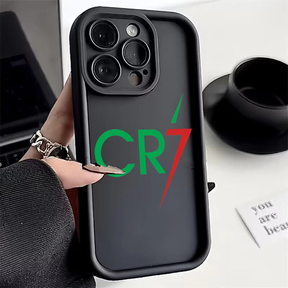 Funda de teléfono Mr. Football C-cR7-R-Ronaldos para iPhone 16 15 14 13 12 11  XR XS , con strap y TPU suave.