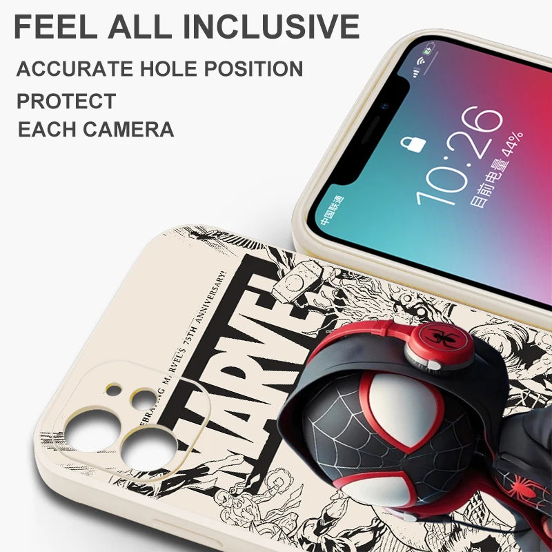 Funda de teléfono Marvel Spiderman Comics para iPhone 15 14 13 12 11 , de silicona líquida suave.