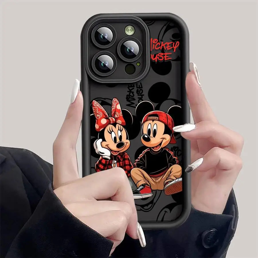 Funda de teléfono Disney Mickey Minnie Mouse Cool para iPhone 16 15 14 13 12 11 8 7 XR XS Max, suave.