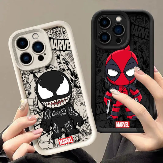 Funda de teléfono Marvel Cartoon Venom Deadpool Groot para iPhone 16, 15, 14, 13, 12 11 X .