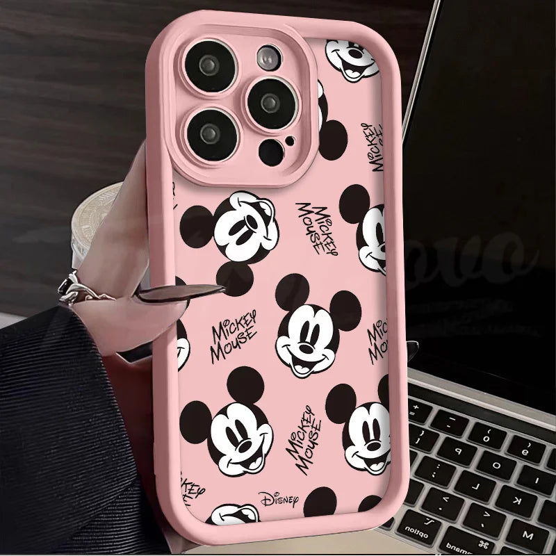 Funda de silicona suave Disney Mickey Mouse Sketch para iPhone 15 14 13 12 11 X XS XR , mate y antichoque.