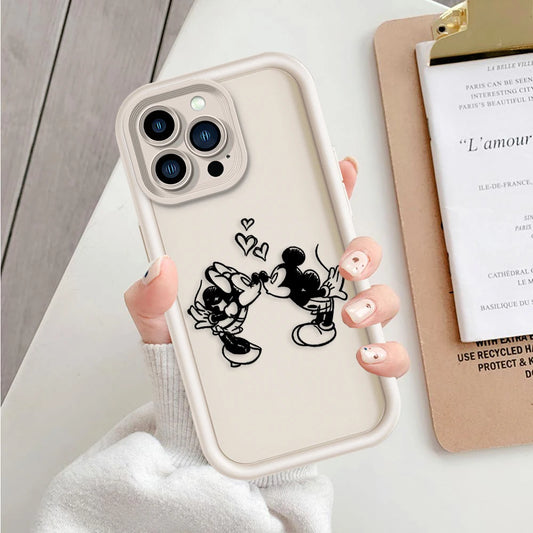 Funda de teléfono de moda Disney Mickey Minnie Mouse, antichoque para iPhone 16 15 14 13 12 11 X XS Max, de TPU suave.