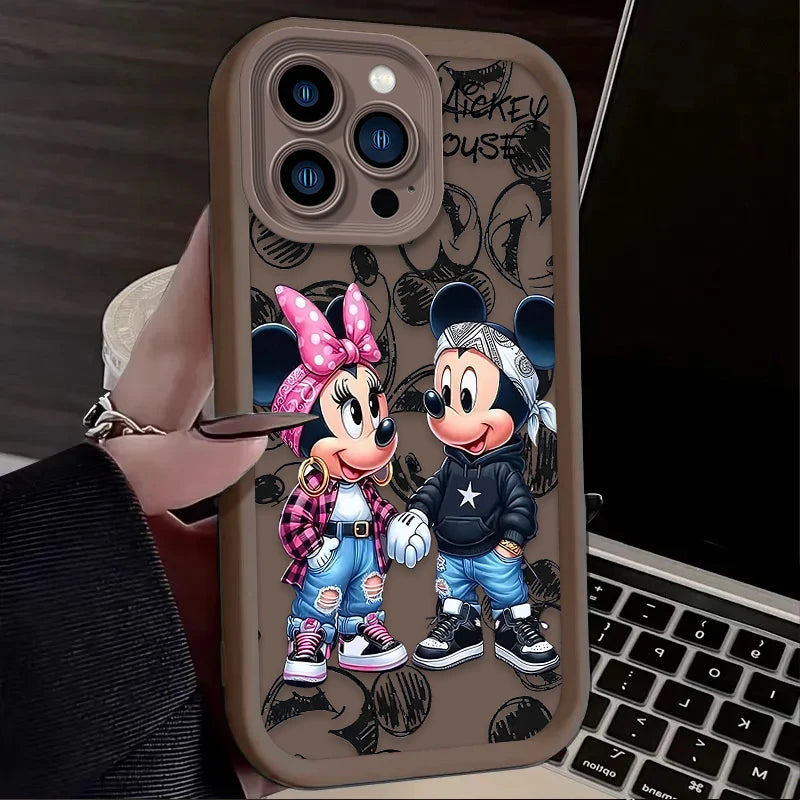 Funda de teléfono de moda Disney Mickey Minnie para iPhone 16 Pro Max 15 14 13 12 11 ProMax X XS XR SE 2020 7 8 Plus, de silicona suave.