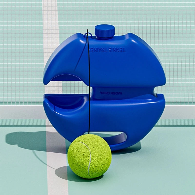 Entrenador de tenis con pelota de rebote para práctica.