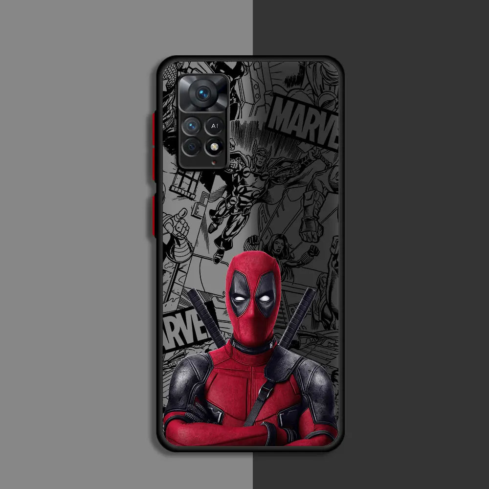 Funda para teléfono Xiaomi Redmi Note  11S 12S 10S 11 Pro 10 Pro 11T 12 13 Pro, mate Marvel Deadpool, clara y dura PC.