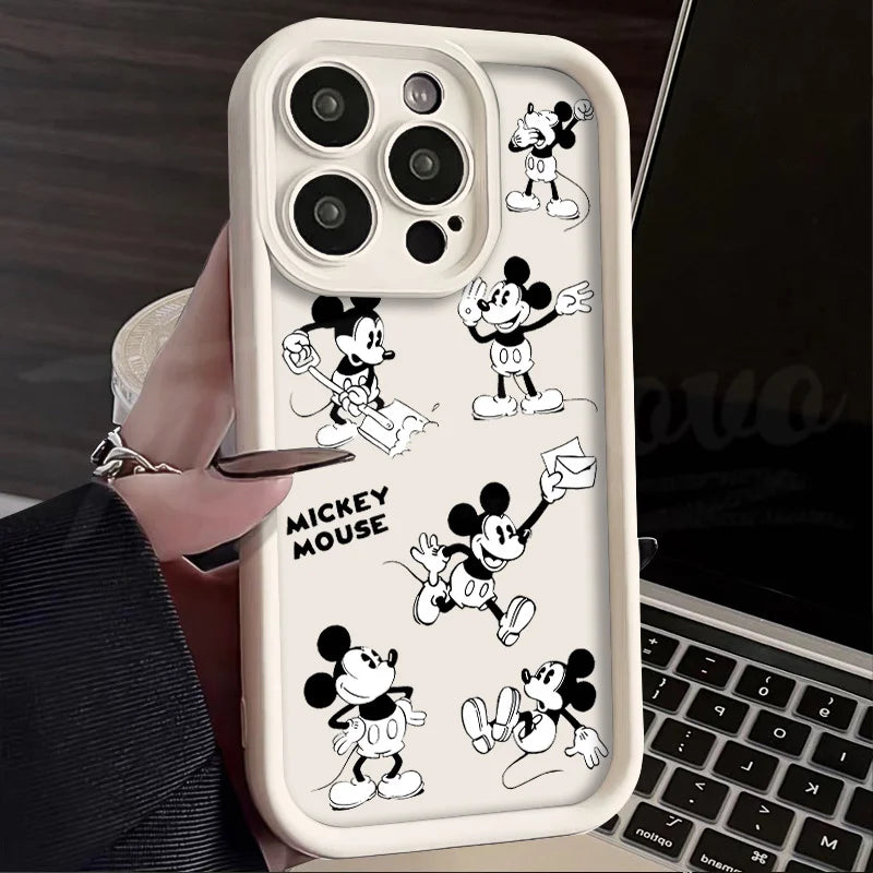 Funda de silicona suave Disney Mickey Mouse Sketch para iPhone 15 14 13 12 11 X XS XR , mate y antichoque.