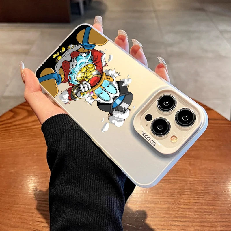 Funda de teléfono Disney Donald Duck con moneda dorada para Apple iPhone 15 14 13 12 11 XS XR X Pro Max Plus Colorida y Plateada.