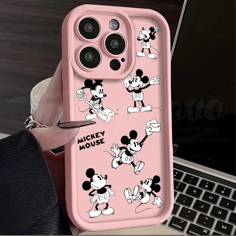 Funda de silicona suave Disney Mickey Mouse Sketch para iPhone 15 14 13 12 11 X XS XR , mate y antichoque.