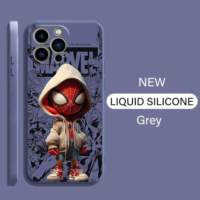 Funda de teléfono Marvel Spiderman Comics para iPhone 15 14 13 12 11 , de silicona líquida suave.