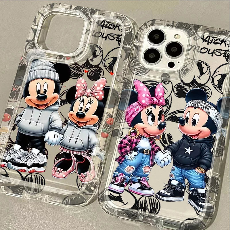 Funda completa antichoque Disney Mickey Minnie Mouse, transparente de TPU para iPhone 16 15 14 13 12 11 XS X XR 8 7.