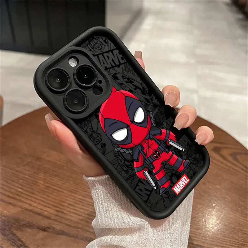 Funda de teléfono Marvel Cartoon Venom Deadpool Groot para iPhone 16, 15, 14, 13, 12 11 X .