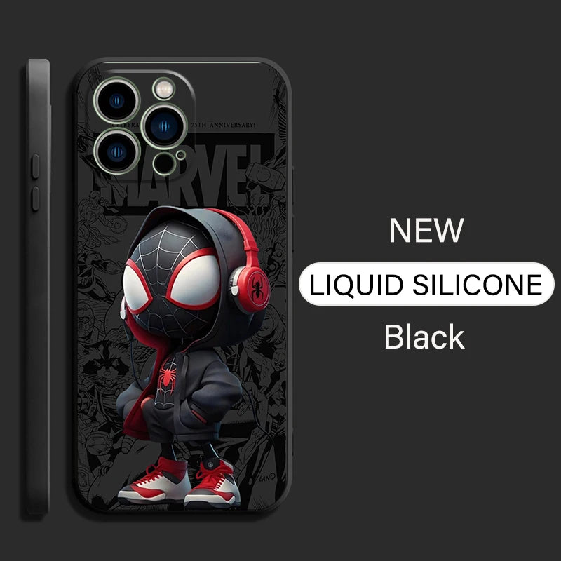 Funda de teléfono Marvel Spiderman Comics para iPhone 15 14 13 12 11 , de silicona líquida suave.