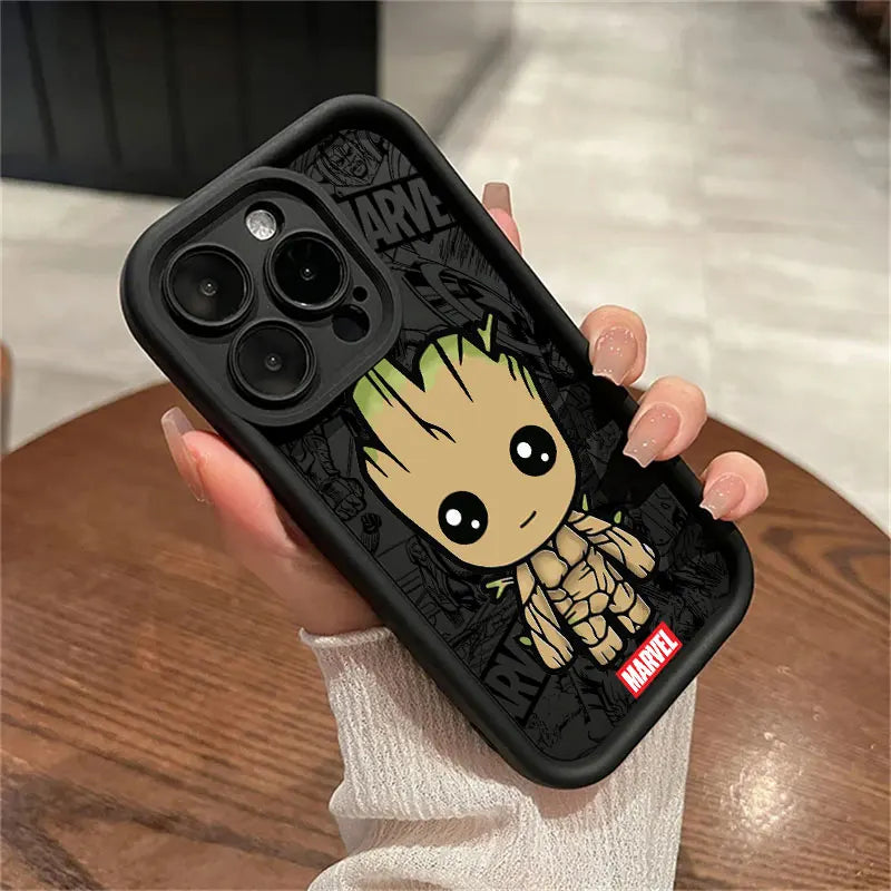 Funda de teléfono Marvel Cartoon Venom Deadpool Groot para iPhone 16, 15, 14, 13, 12 11 X .