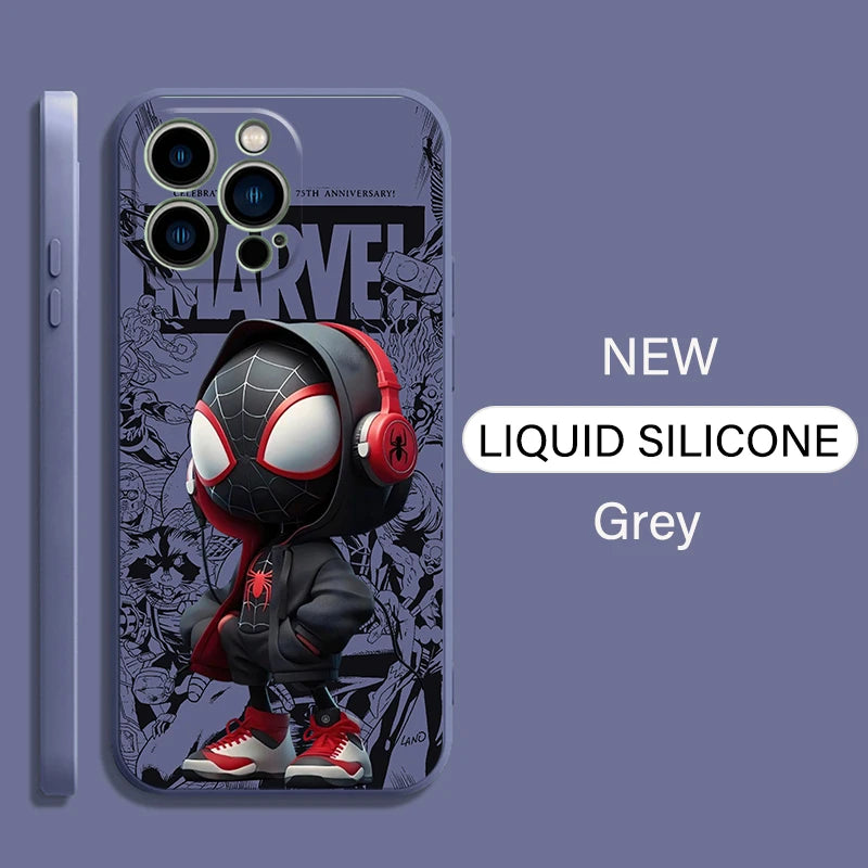 Funda de teléfono Marvel Spiderman Comics para iPhone 15 14 13 12 11 , de silicona líquida suave.