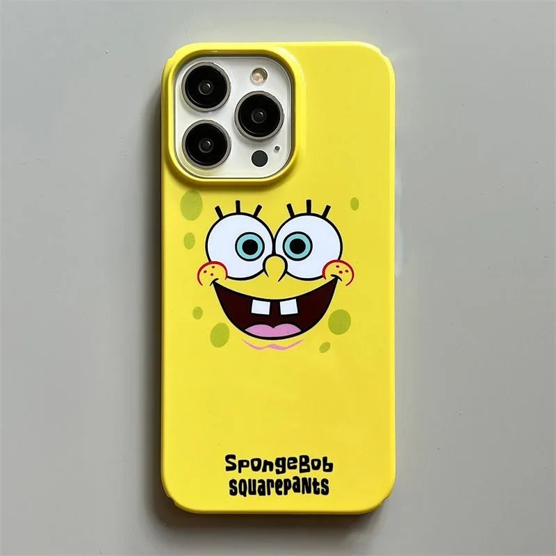 Funda de teléfono genial de Bob Esponja de anime para iPhone 16, 15, 14, 13, 12, 11 Pro Max, XS, XR, XS Max, 6, 7, 8 Plus, carcasa rígida de PC HD brillante