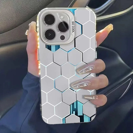 Funda de lujo estilo cubo panal Cyberpunk para iPhone 16 15 14 13 12 11 Xr Xs Max 8 7 Plus , suave, antichoque, estilo Y2K INS.