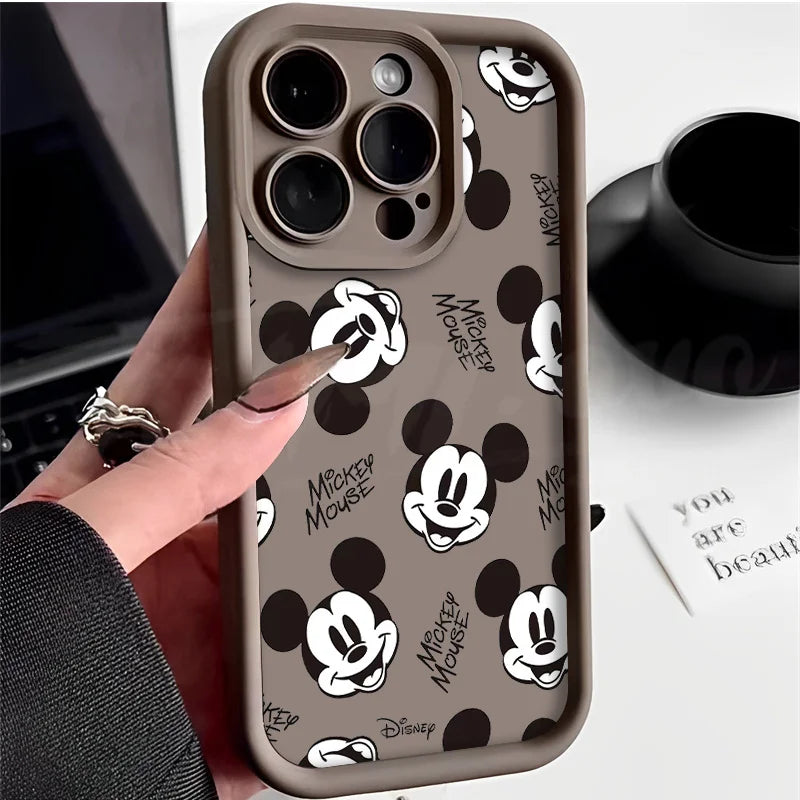 Funda de silicona suave Disney Mickey Mouse Sketch para iPhone 15 14 13 12 11 X XS XR , mate y antichoque.