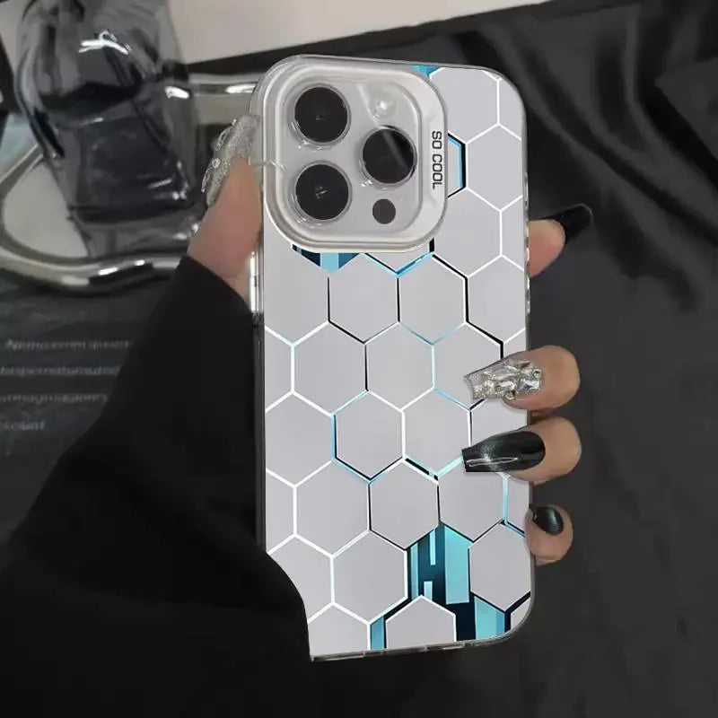 Funda de lujo estilo cubo panal Cyberpunk para iPhone 16 15 14 13 12 11 Xr Xs Max 8 7 Plus , suave, antichoque, estilo Y2K INS.