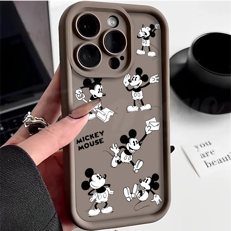 Funda de silicona suave Disney Mickey Mouse Sketch para iPhone 15 14 13 12 11 X XS XR , mate y antichoque.