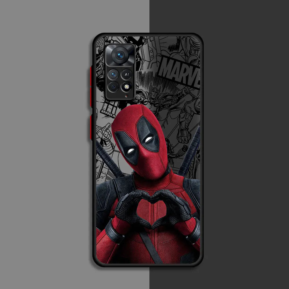 Funda para teléfono Xiaomi Redmi Note  11S 12S 10S 11 Pro 10 Pro 11T 12 13 Pro, mate Marvel Deadpool, clara y dura PC.