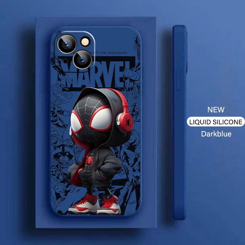 Funda de teléfono Marvel Spiderman Comics para iPhone 15 14 13 12 11 , de silicona líquida suave.