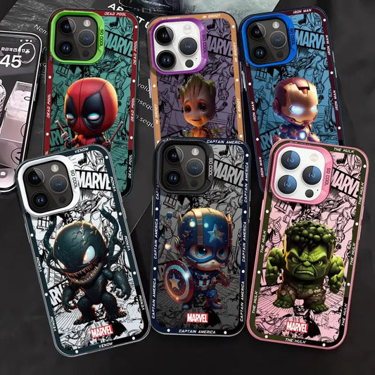 Funda de teléfono Marvel Ironman Deadpool para iPhone 16 15 14 13 12 11 , mate.