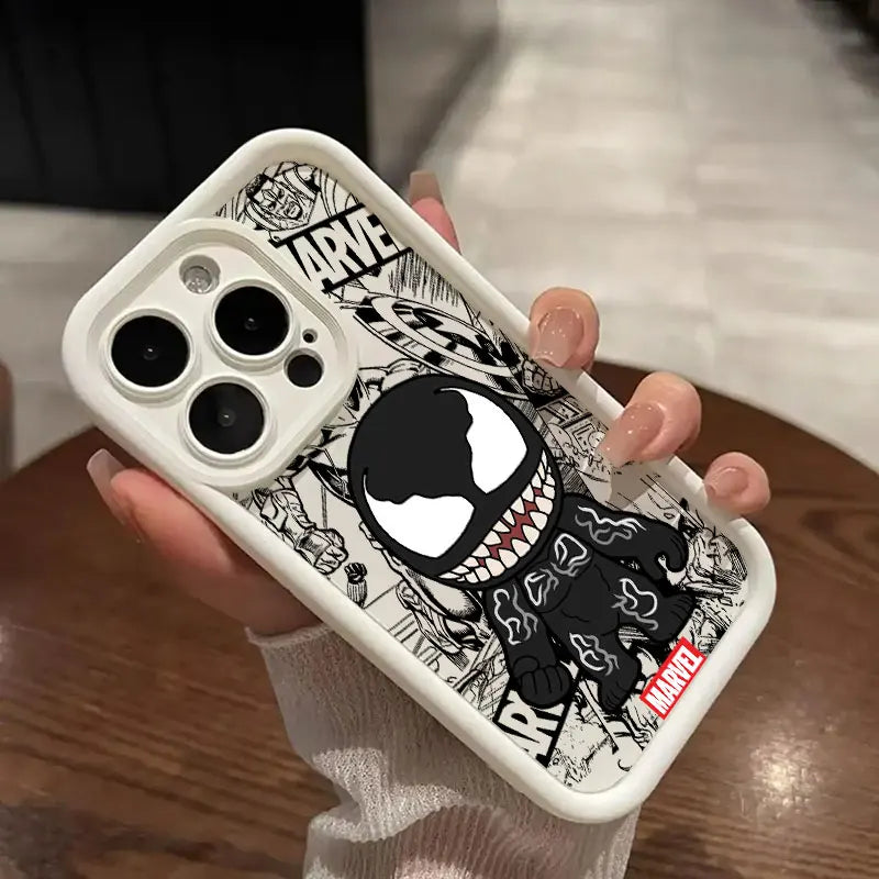 Funda de teléfono Marvel Cartoon Venom Deadpool Groot para iPhone 16, 15, 14, 13, 12 11 X .