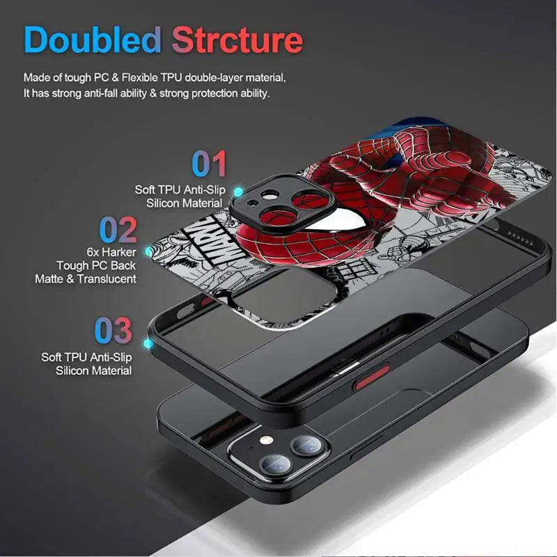 Funda de teléfono Marvel Spider-Man Venom para iPhone 11 12 13 14 15 16 , mate y carcasa dura.