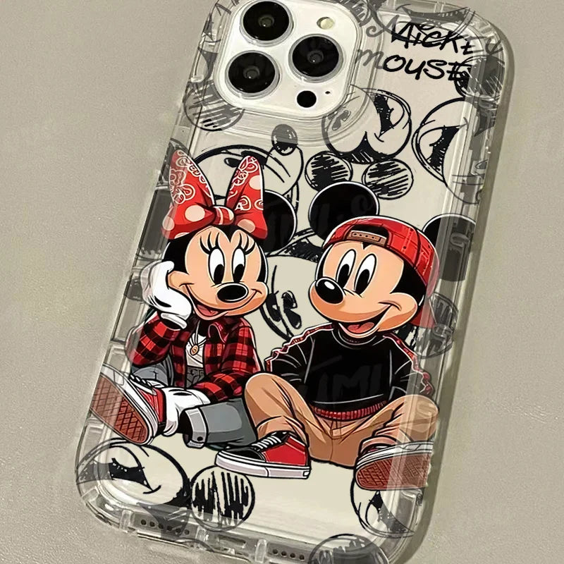 Funda completa antichoque Disney Mickey Minnie Mouse, transparente de TPU para iPhone 16 15 14 13 12 11 XS X XR 8 7.